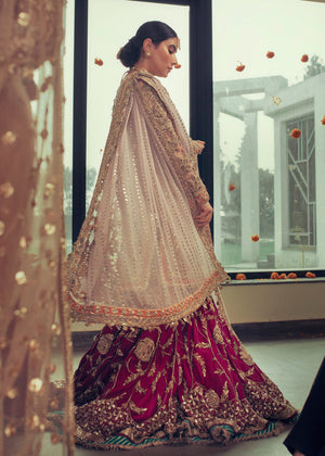 Deep Pink Lavender Embroidered Silk Gharara Set (3-Piece) - Image 7