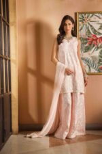 Pastel Pink Handworked Silk Gharara (3-Piece) - Image 2