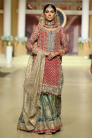 Pakistani Shocking Pink Gota Work Silk Gharara (3-Piece) - Image 3