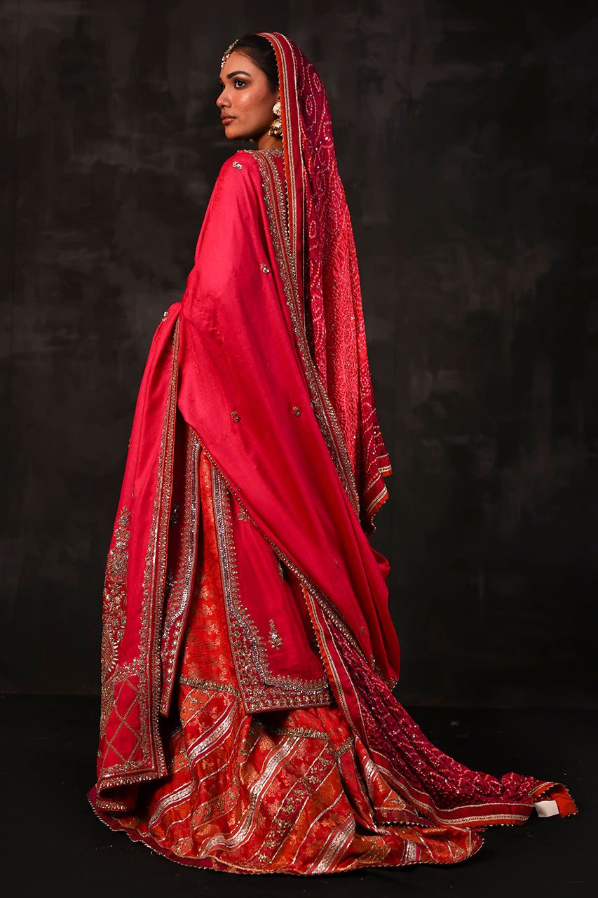 Rani Pink Maroori Zardozi Silk Bridal Gharara (3-Piece) - Image 5