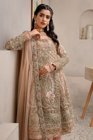 Pakistani Peach Embellished Silk Gharara Set (3-Piece) - Image 5