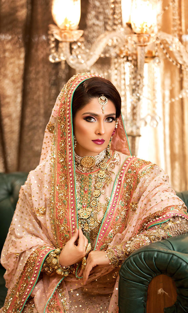 Pakistani Pastel Pink Zardozi Silk Gharara (3-Piece) - Image 3