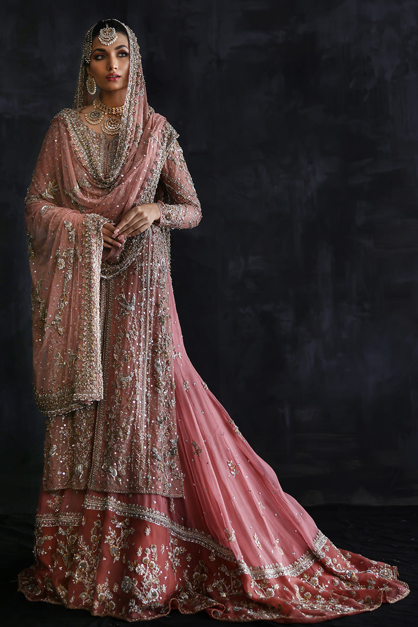 Powder Pink Zardozi Tissue & Net Farshi Gharara (3-Piece) - Image 6