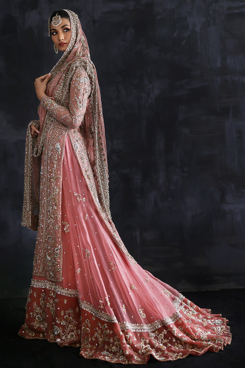 Pakistani Powder Pink Zardozi Tissue & Net Farshi Gharara (3-Piece) - Image 7