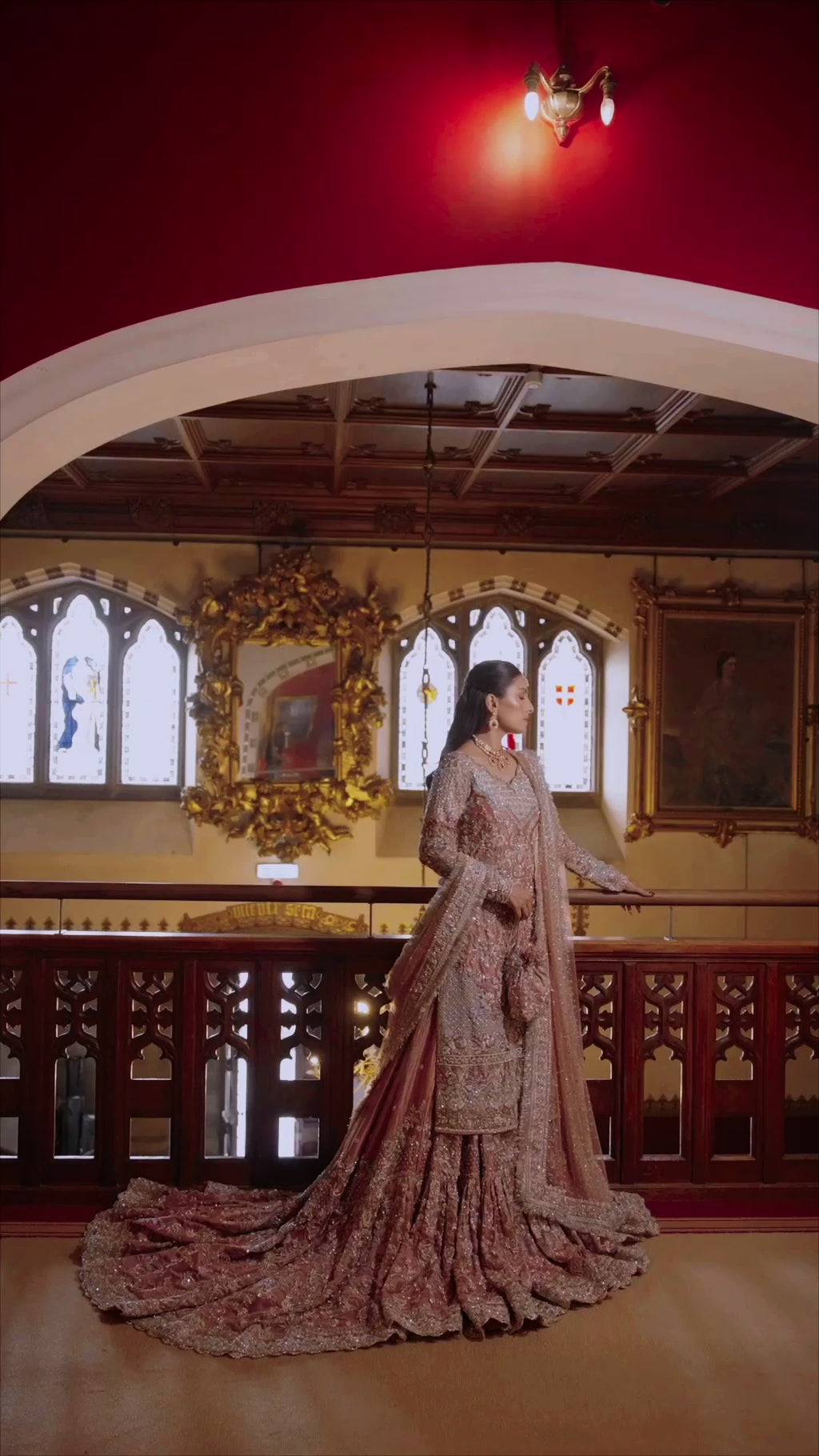 Tea Pink Hand-Embellished Tissue Farshi Gharara (3-Piece) - Image 8