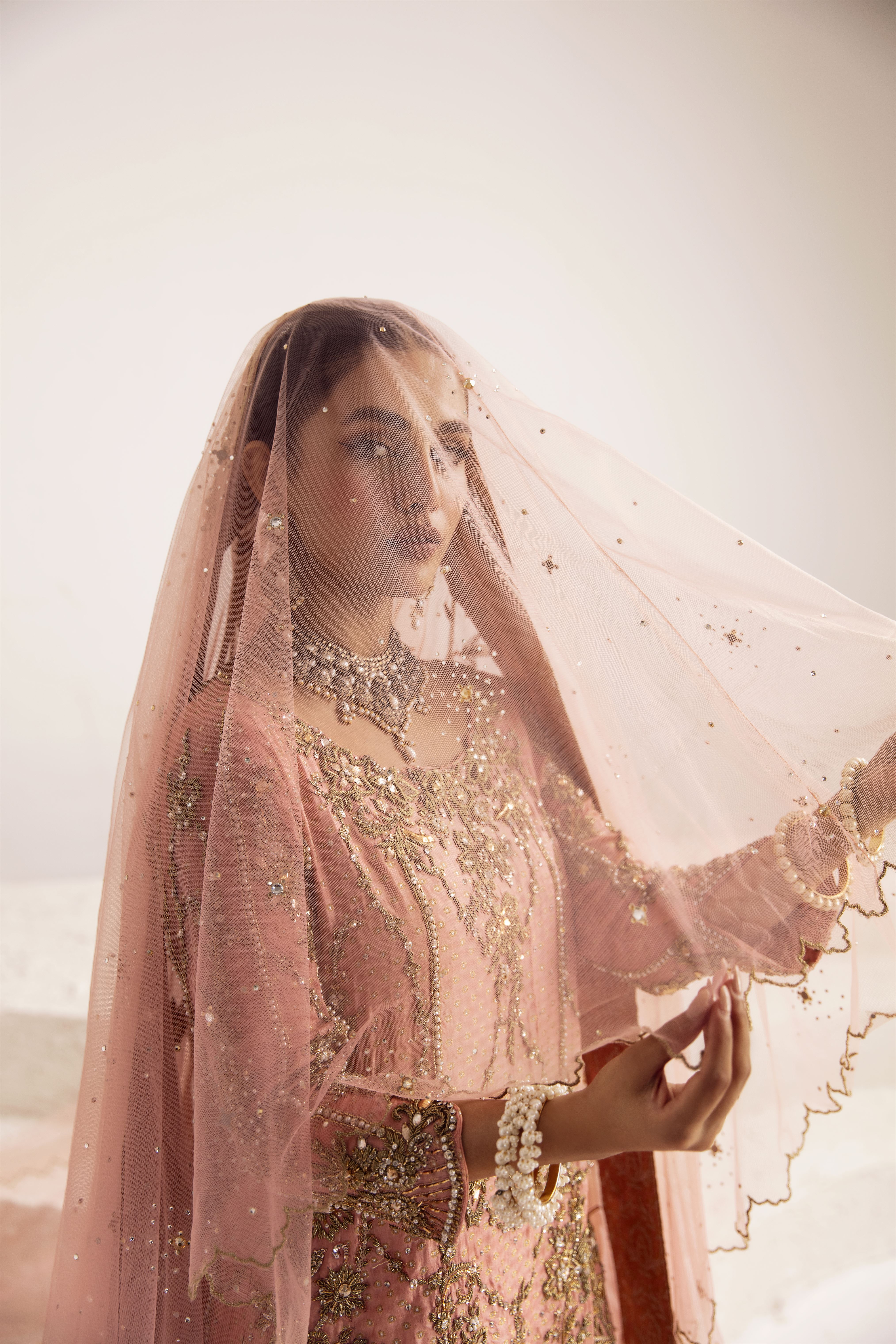 Blossom Pink Zardozi Zari Jamawar Gharara (3-Piece) - Image 2