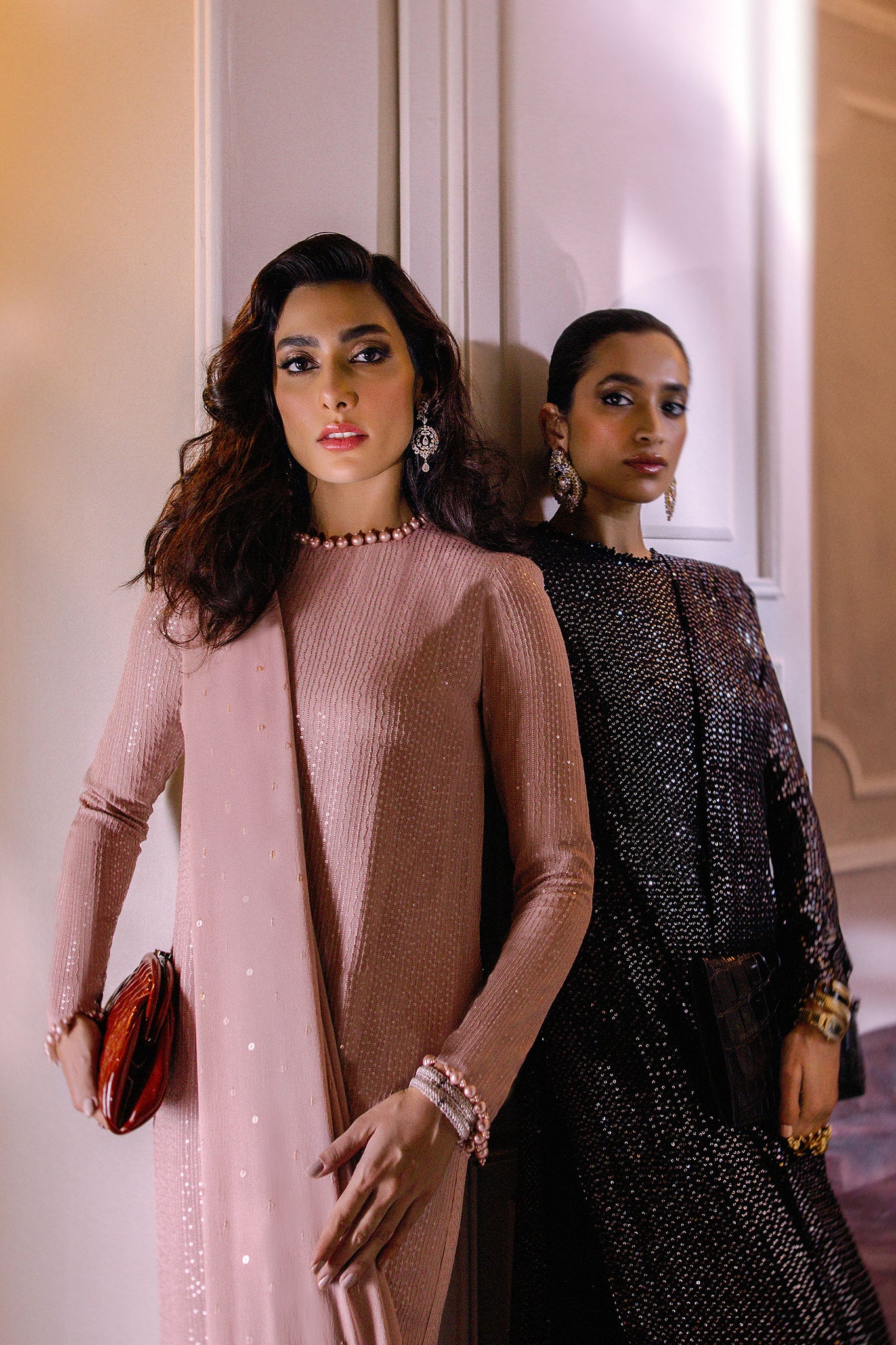 Dusty Rose Sequin Chiffon Gown (3-Piece) - Image 5