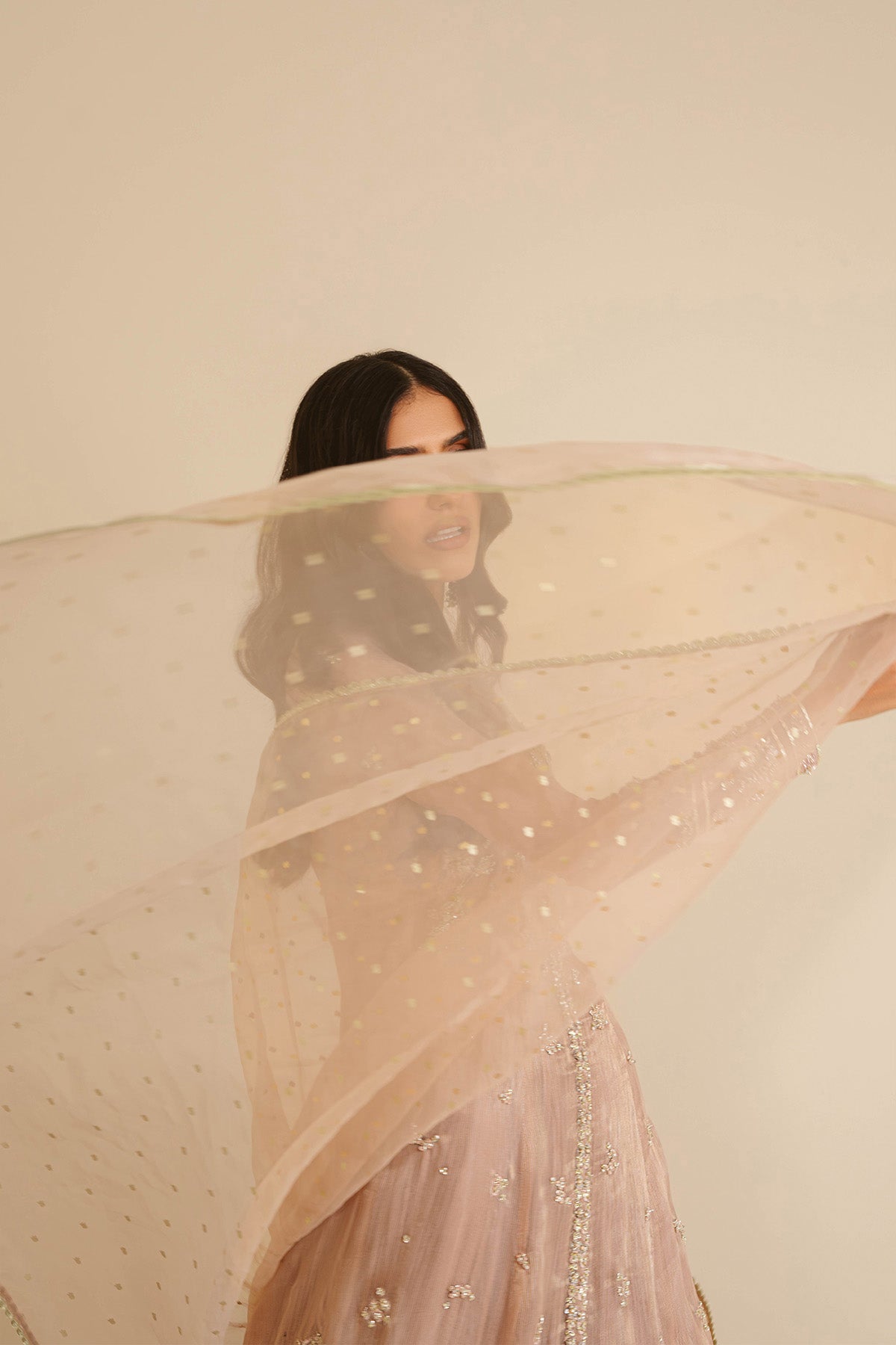 Taupe Pink Embellished Masuri Gown (3-Piece) - Image 4