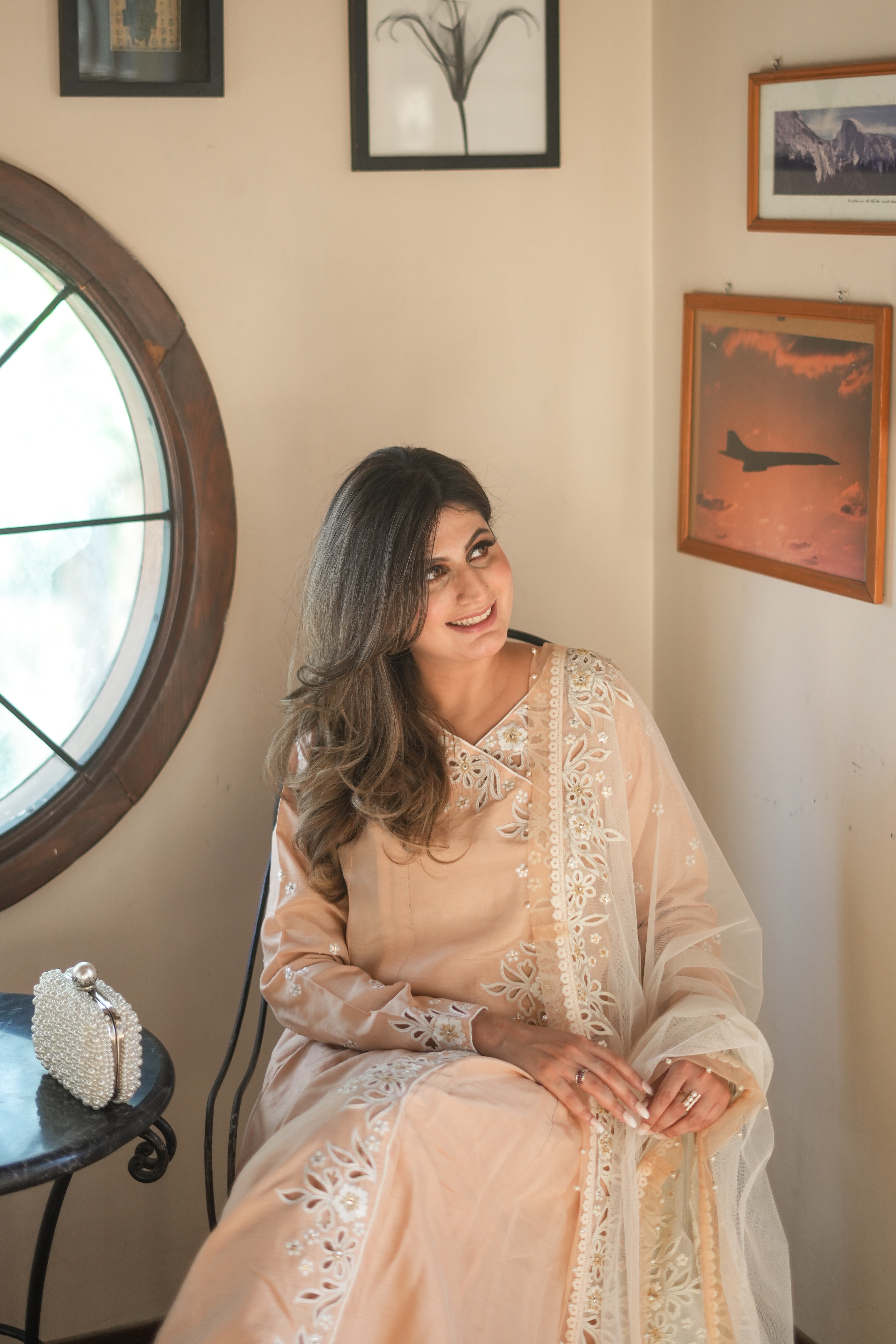 Peach Embroidered Korean Silk Gown (3-Piece) - Image 10