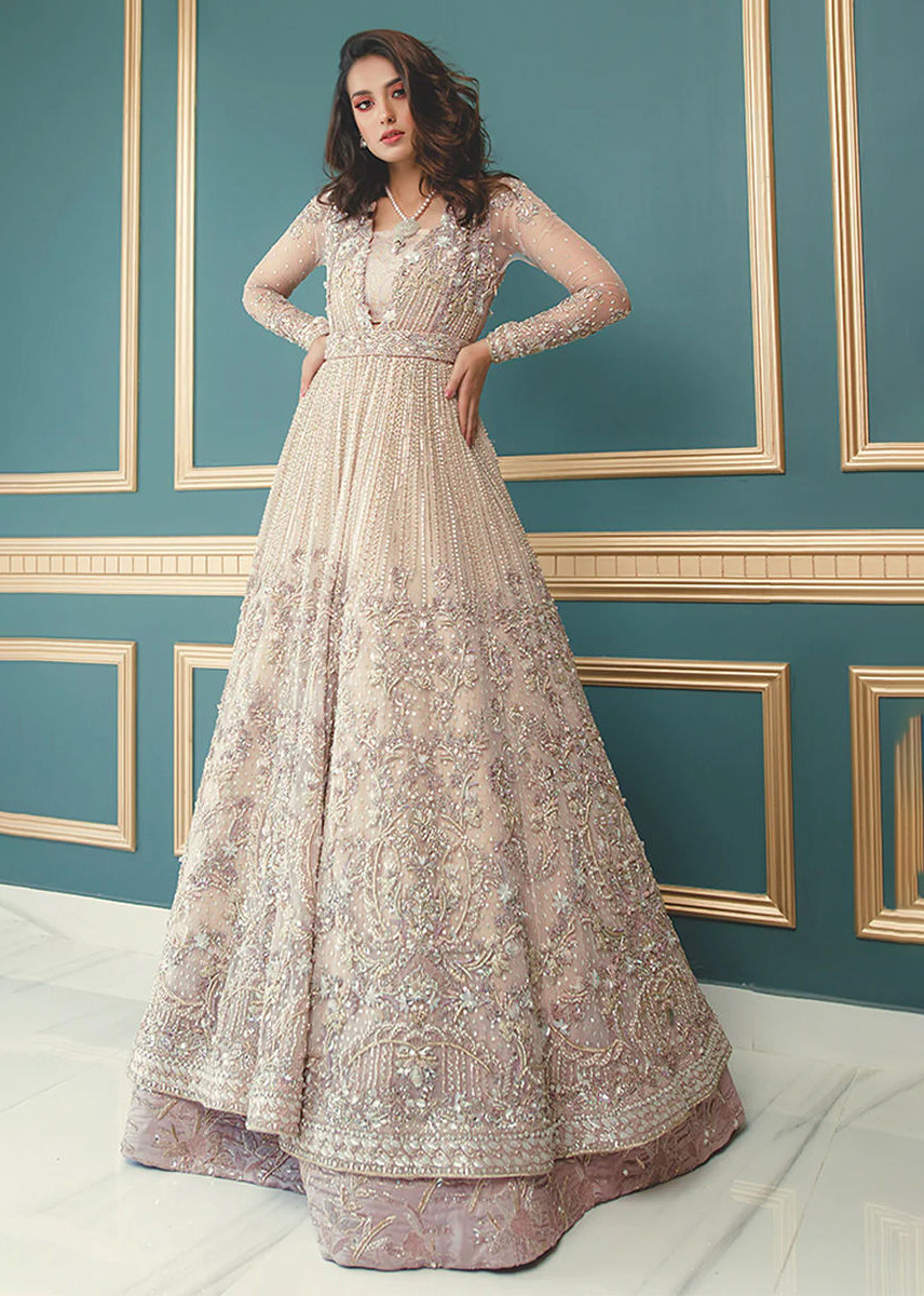 Tea Pink Embellished Mesh Gown (2-Piece) - Image 2