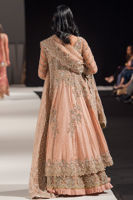 Pakistani Peach 3D Embroidered Net Bridal Gown (2-Piece) - Image 4