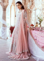 Pakistani Blush Pink 3D Floral Net Bridal Gown (2-Piece) - Image 2