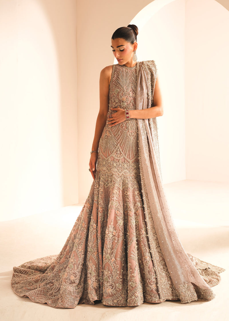 Mauve Embroidered Net Gown (2-Piece) - Image 2