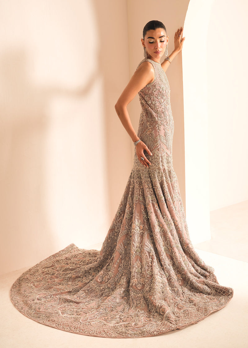 Mauve Embroidered Net Gown (2-Piece) - Image 5