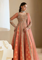 Indian Coral Embellished Net Gown with Luxer Lehenga (3-Piece) - Image 4