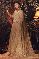 Pakistani Peach Embroidered Net Bridal Gown (3-Piece) - Image 3