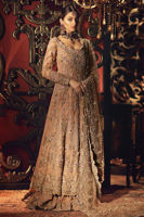 Pakistani Peach Embroidered Net Bridal Gown (3-Piece) - Image 4