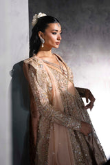 Pakistani Blush Embroidered Net Bridal Gown (2-Piece) - Image 5