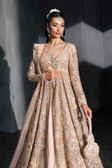 Pakistani Blush Embroidered Net Bridal Gown (2-Piece) - Image 7