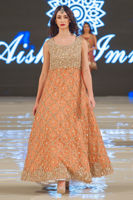 Pakistani Peach Embroidered Net Gown (1-Pc) - Image 3