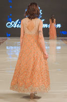 Pakistani Peach Embroidered Net Gown (1-Pc) - Image 4