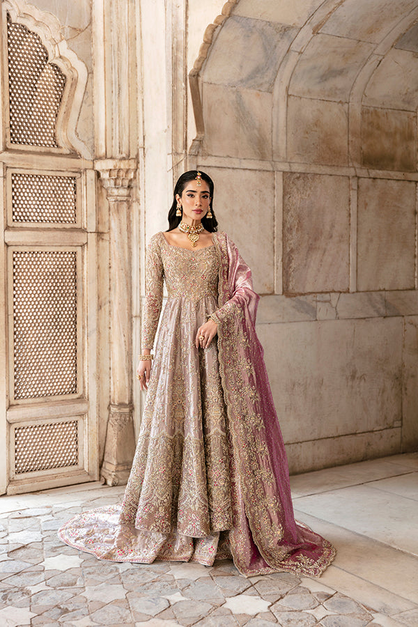 Dusty Mauve Embroidered Net Bridal Gown (2-Piece) - Image 4