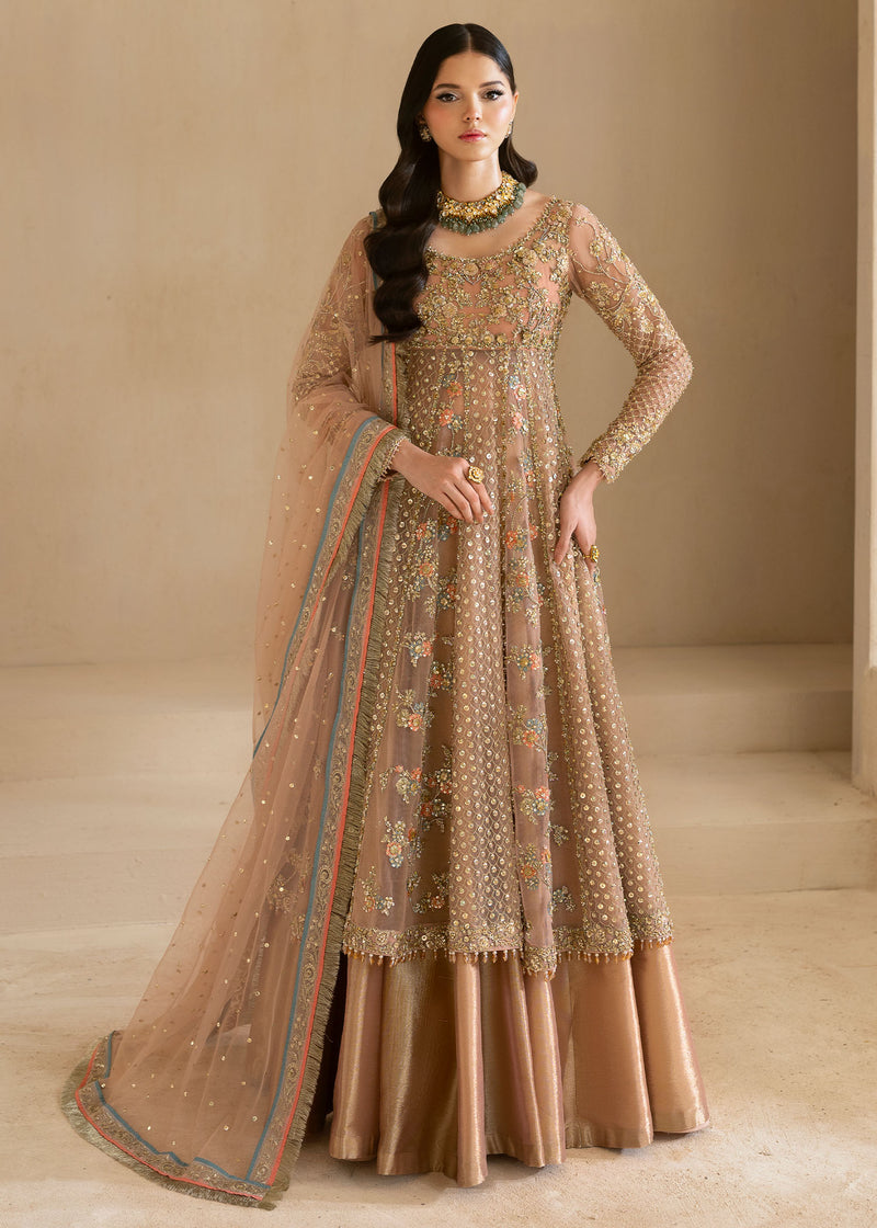 Dusty Pink Embroidered Net Gown (3-Piece) - Image 1