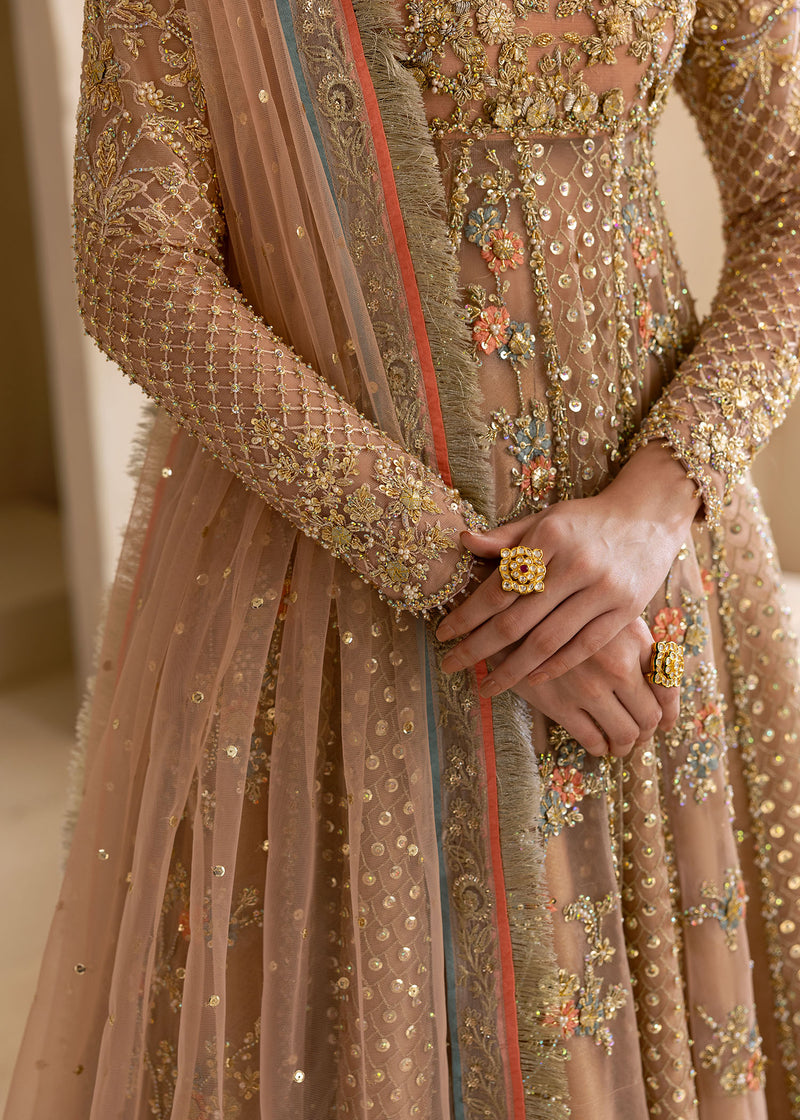 Dusty Pink Embroidered Net Gown (3-Piece) - Image 3