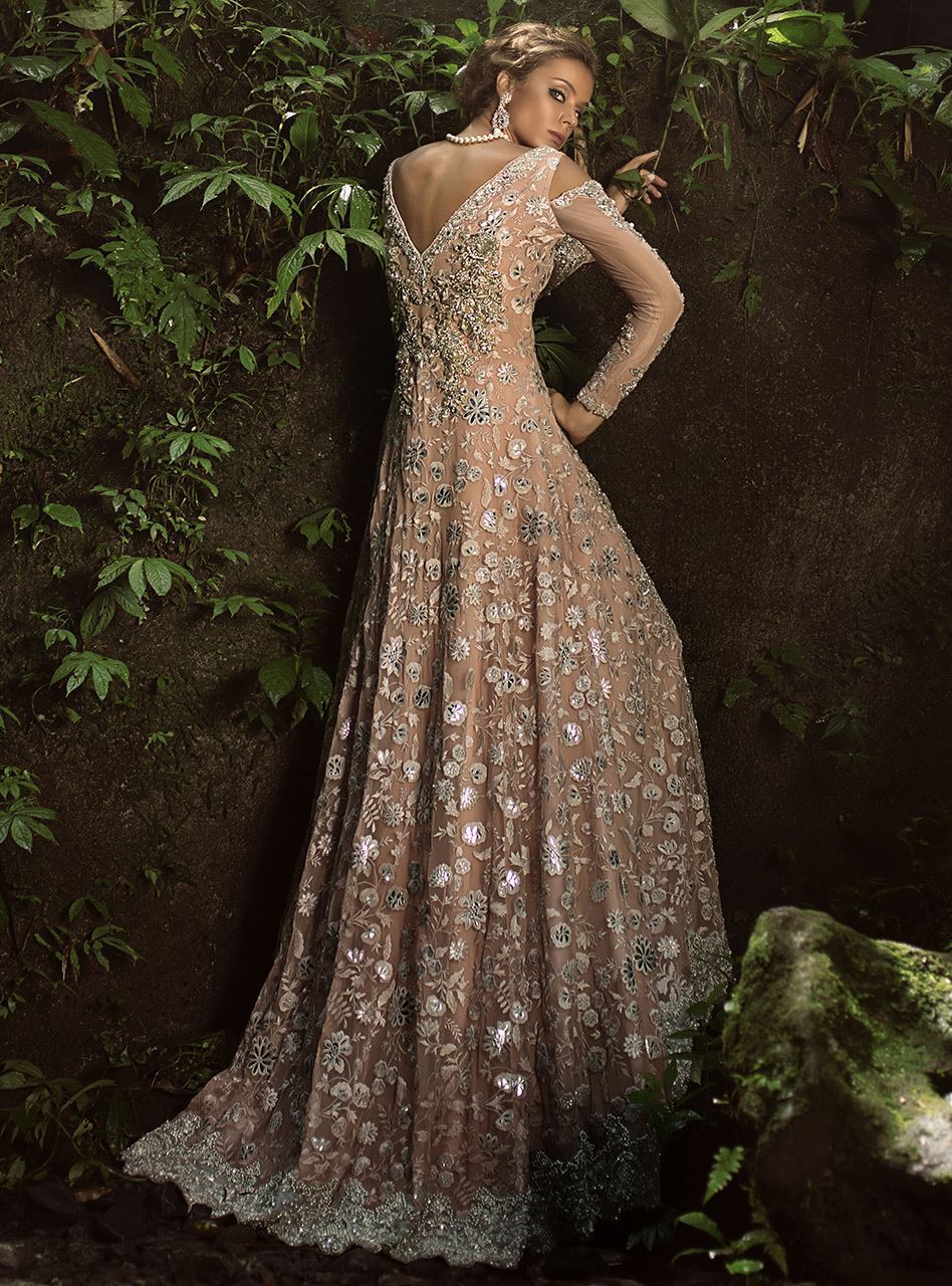 Light Pink Embellished Net Gown (2-Piece) - Image 5