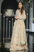 Peach Embellished Net Bridal Gown (3-Piece) - Image 3