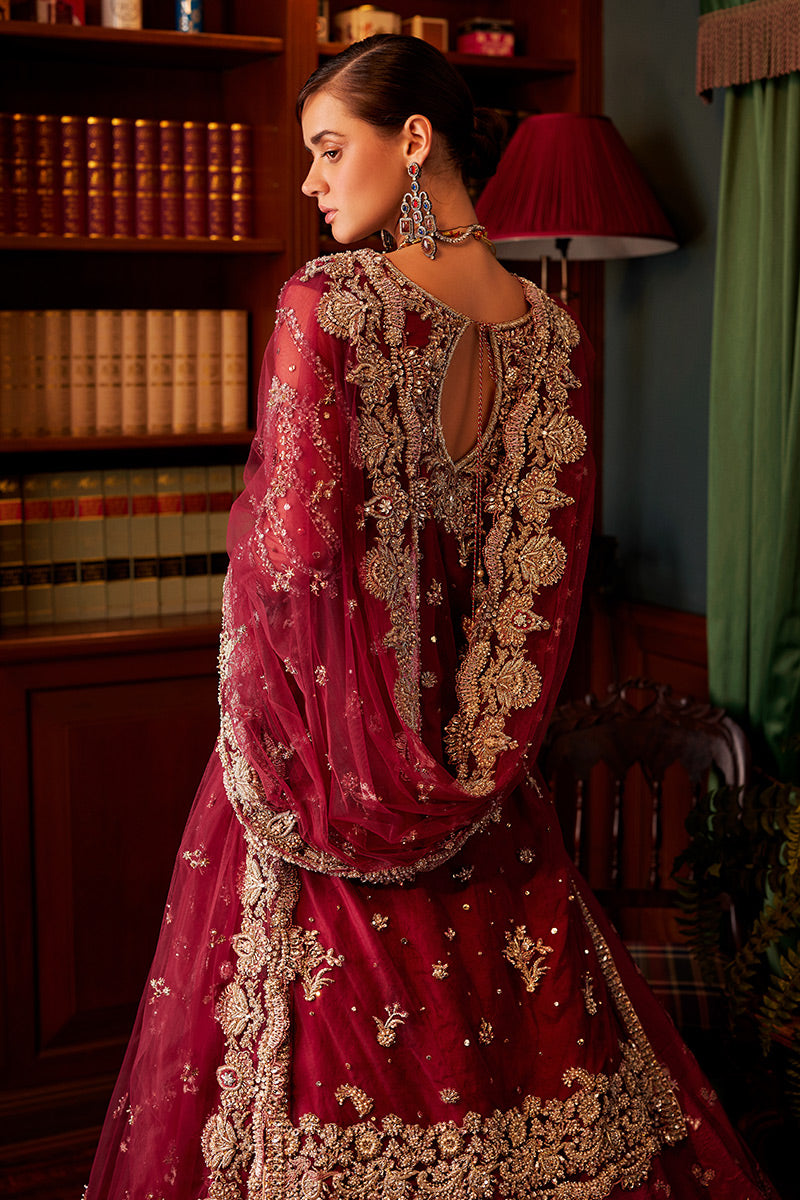 Magenta Naqshi Beadwork Net Bridal Gown (2-Piece) - Image 4