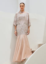 Soft Pink Embroidered Net & Raw Silk Gown (3-Piece) - Image 4