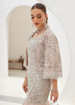 Soft Pink Embroidered Net & Raw Silk Gown (3-Piece) - Image 8