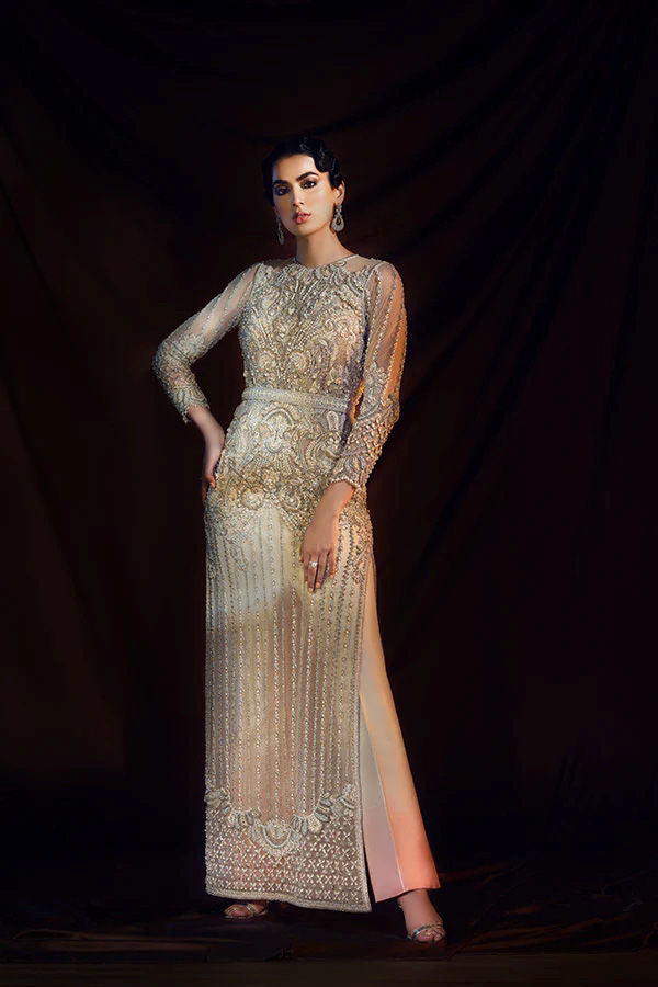 Pastel Embellished Net Evening Gown (1-Pc) - Image 1