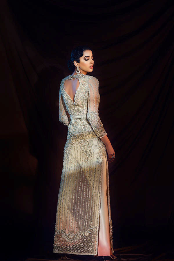 Pastel Embellished Net Evening Gown (1-Pc) - Image 3