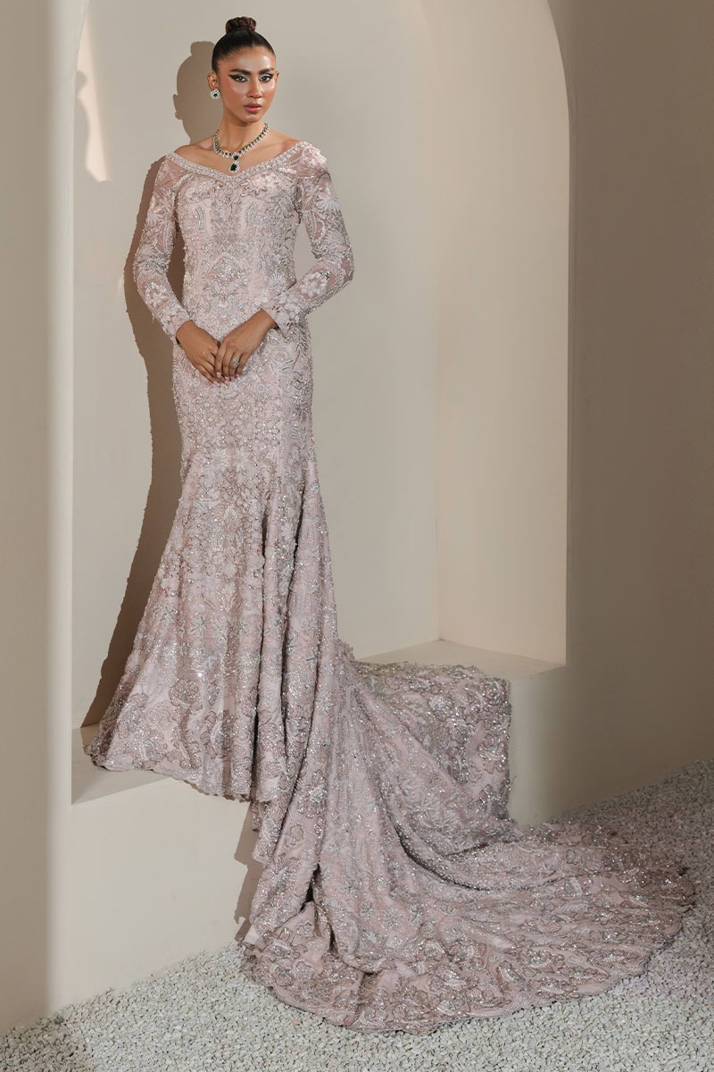 Baby Pink Embellished Net Gown (1-Pc) - Image 2
