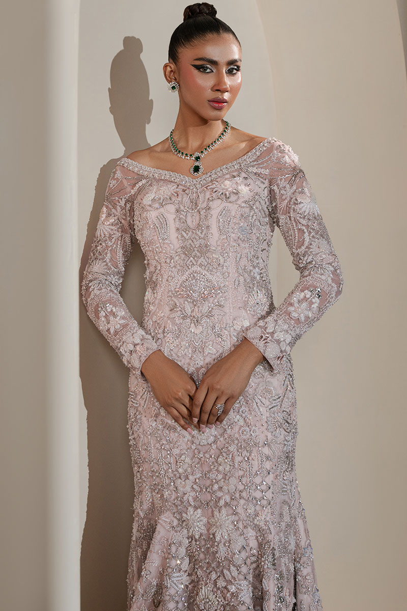 Baby Pink Embellished Net Gown (1-Pc) - Image 3