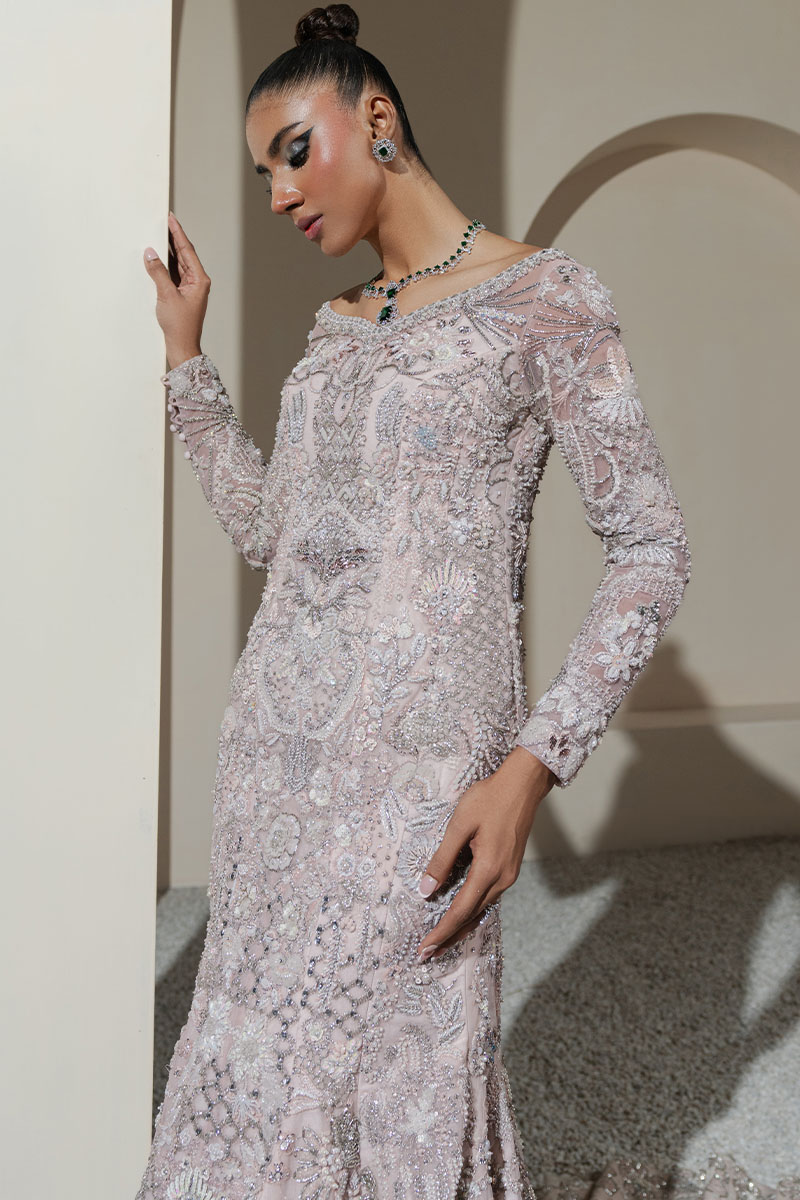 Baby Pink Embellished Net Gown (1-Pc) - Image 4