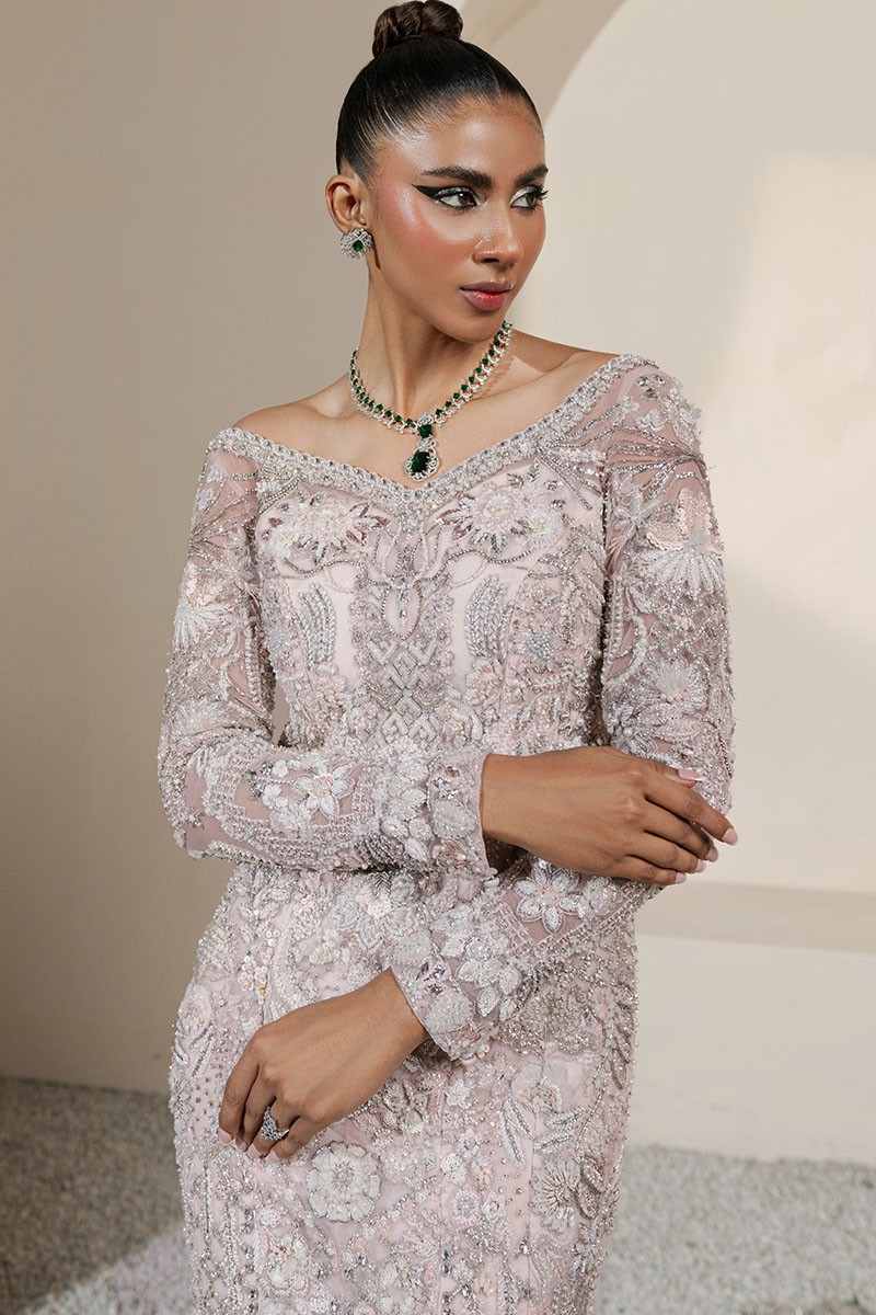 Baby Pink Embellished Net Gown (1-Pc) - Image 6