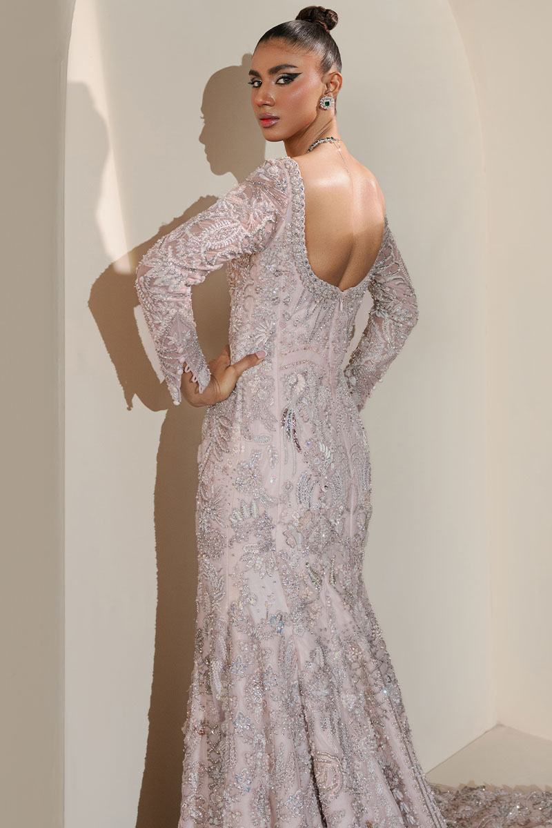 Baby Pink Embellished Net Gown (1-Pc) - Image 9