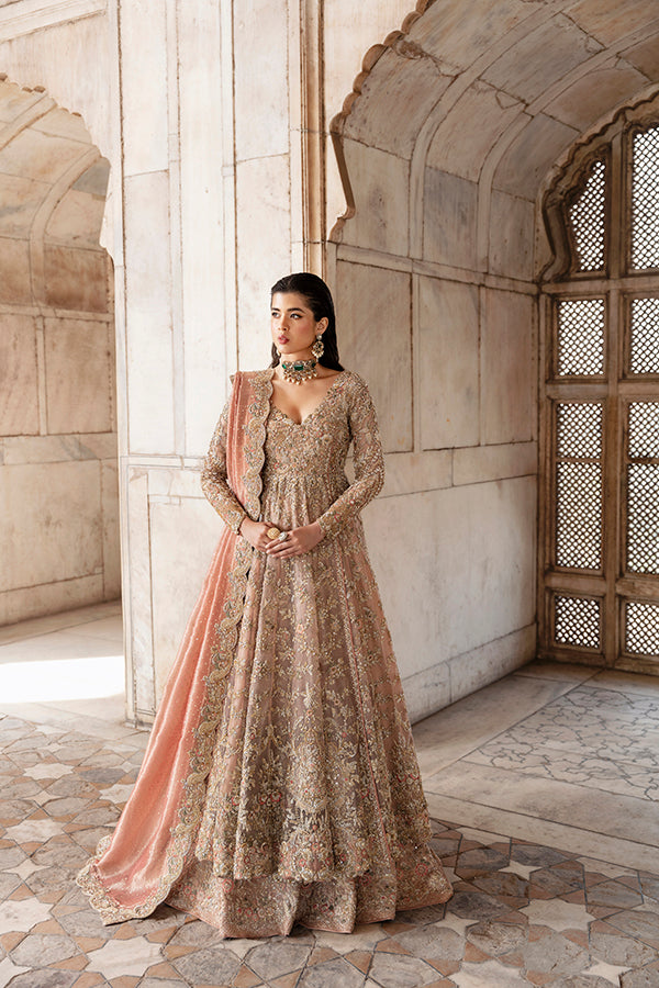 Dusty Rose Embellished Net Silk Bridal Gown (2-Piece) - Image 4