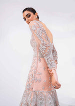 Indian Blush Pink Silver Embroidered Net Gown (2-Piece) - Image 5
