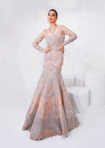 Indian Blush Pink Silver Embroidered Net Gown (2-Piece) - Image 7
