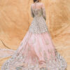 Blush Pink Embroidered Net Bridal Gown (1-Pc) - Image 4