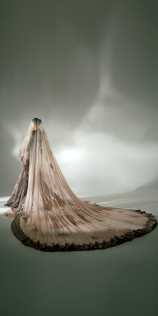 Powder Pink Embellished Net Bridal Gown (2-Piece) - Image 3