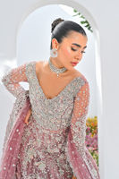 Pakistani Mauve Swarovski Embellished Net Bridal Gown (2-Piece) - Image 3