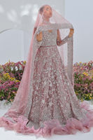 Pakistani Mauve Swarovski Embellished Net Bridal Gown (2-Piece) - Image 5