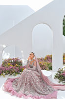 Pakistani Mauve Swarovski Embellished Net Bridal Gown (2-Piece) - Image 6