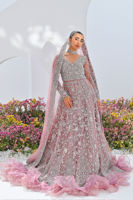 Pakistani Mauve Swarovski Embellished Net Bridal Gown (2-Piece) - Image 8