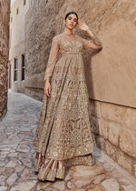 Pakistani Rose Pink Embroidered Net & Tissue Bridal Gown (3-Piece) - Image 2